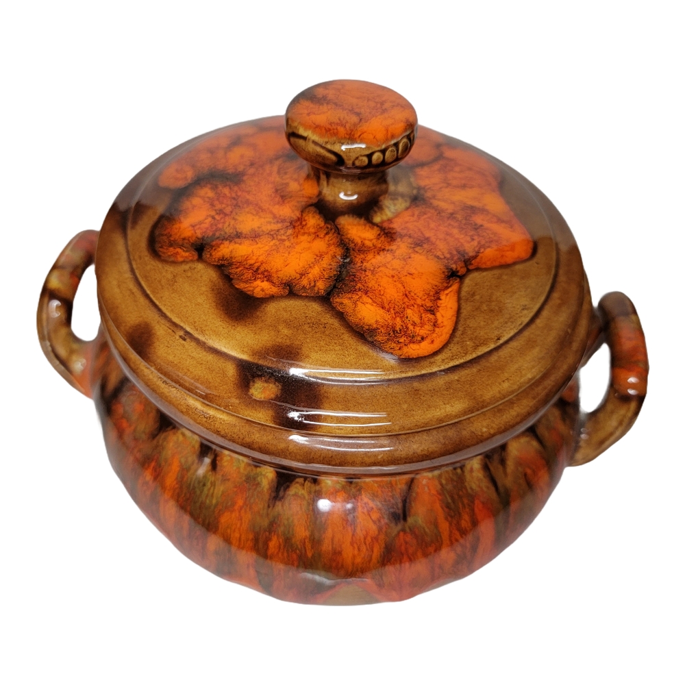 Vintage Ceramic Lidded Pot with Handles